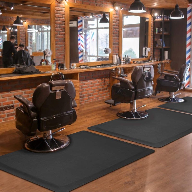 YOSHIKO Salon mats for Hairstylist Standing Anti Fatigue 3'x4' Barber Shop Salon Floor Chair Mat - Black Square Hair Floor Mat 1/2" Thick, Hair Cutting Hairdressing Equipment - Image 1